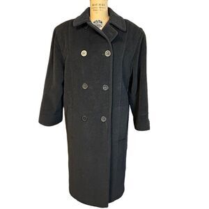 Vintage Harvé Benard Petites Black Alpaca and Wool Coat